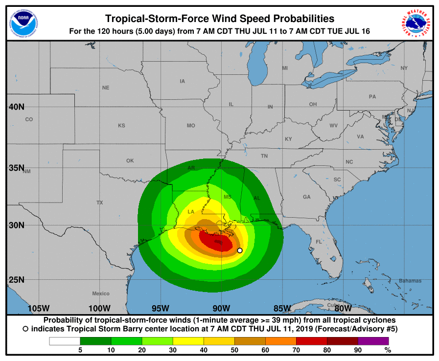 Tropical Storm Force Wind Speed Probabilities